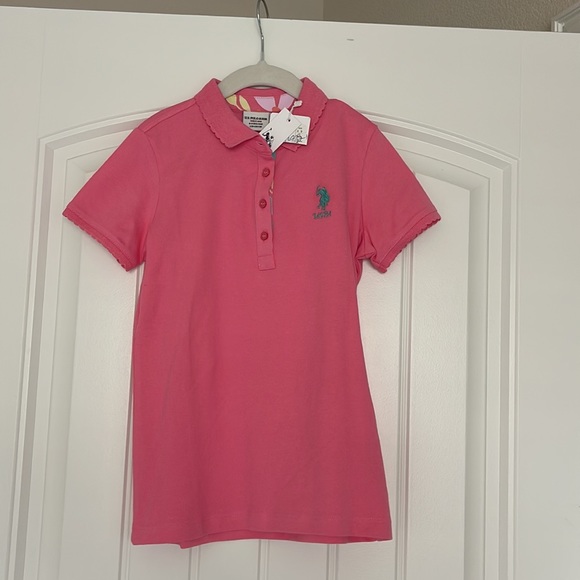 US Polo Assn Girls Top 8-9 Y Pink Polo Logo Embroidered Short Sleeve Collar new - Picture 17 of 17